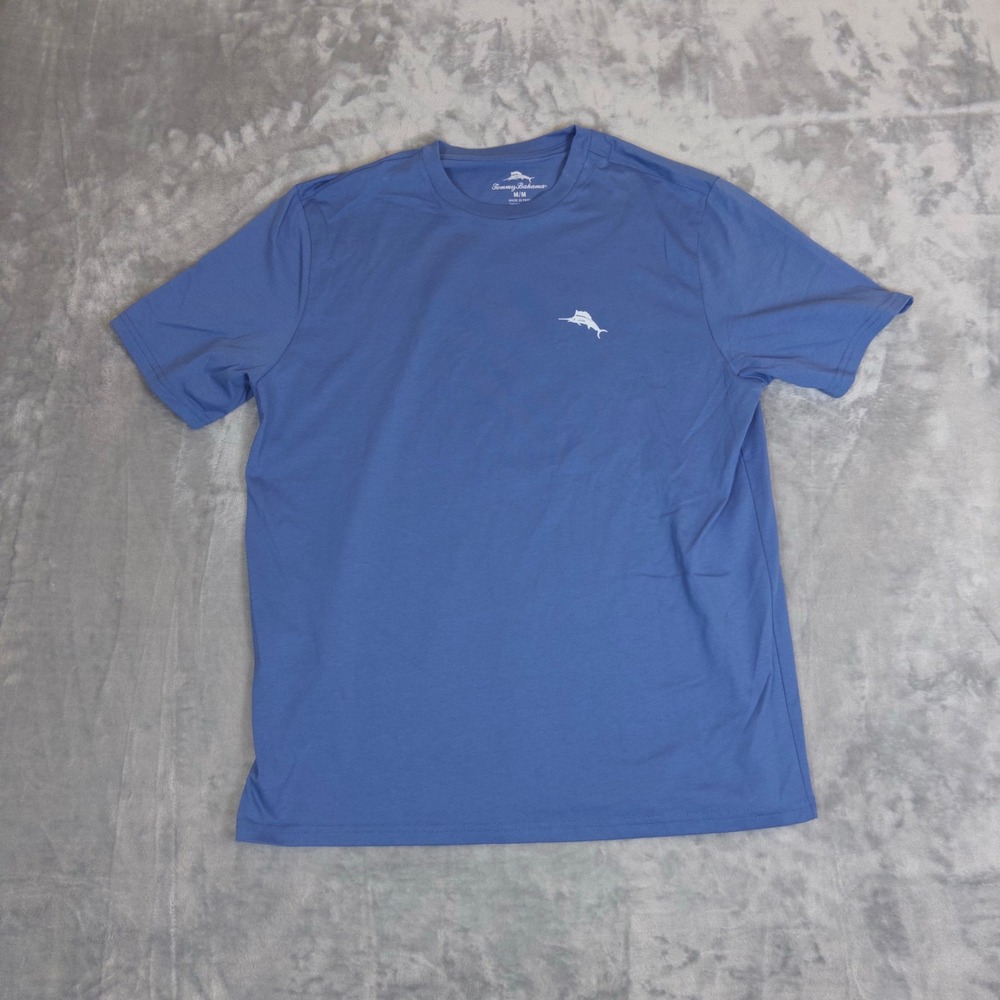 Tommy Bahama T-Shirt Mens Medium Blue Preferred Seating Beach Graphic Tee